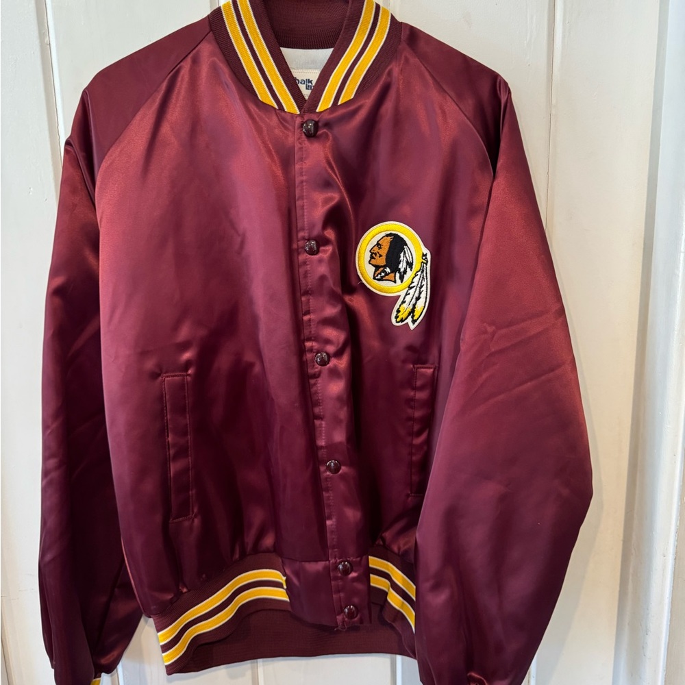 Washington Redskins, Maroon Satin Varsity Jacket-size L